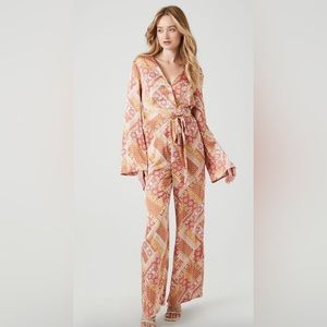 Satin Ornate Print Jumpsuit
